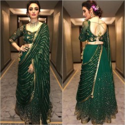 Green color organiza silk lehenga choli